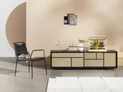 Air Sideboard Low, black/cane fra Design House Stockholm