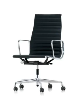 Aluminium Chair EA 119 kontorstol, sort læder fra Vitra