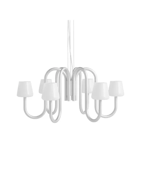 Apollo Chandelier 745, hvid opalglas fra Hay