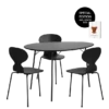Arne Jacobsen Signatursæt: Special Edition Æggebordet m. 3 Myren Stole - Sort