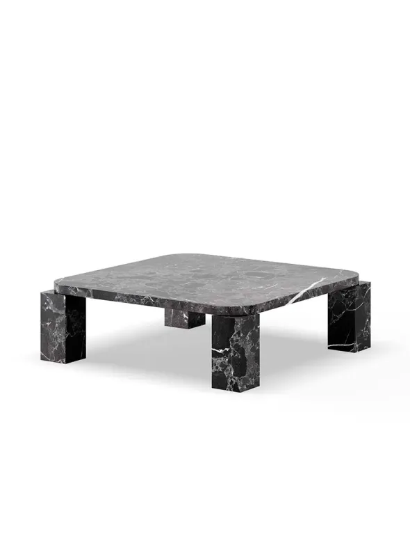 Atlas Sofabord 820x820, Costa Black Marble fra New Works