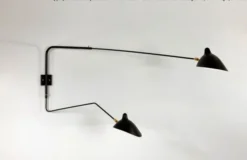Big Wall Lamp w/2 Rotating Arms, 1 Straight, 1 Curved af Serge Mouille