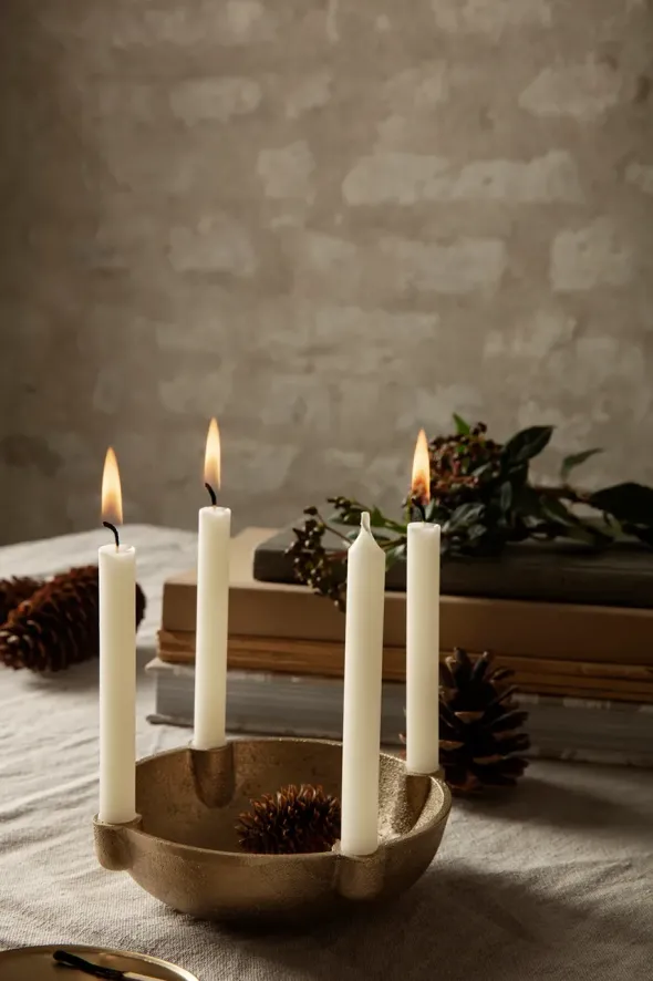 Bowl Candle Holder Brass, Small fra Ferm Living