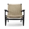CH25 Loungestol, eg sortmalet med naturflet af Hans J. Wegner