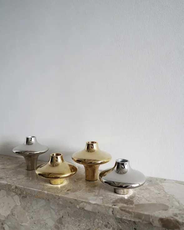 Doublet Candleholder Large, silver fra Hein Studio