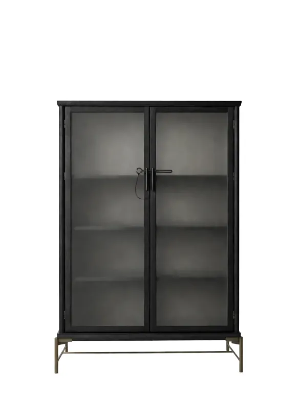 Dowry III kabinet, sort eg, frosted glass fra Stellar Works