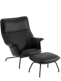 Doze Lounge Chair inkl. Fodskammel, black refine leather fra Muuto