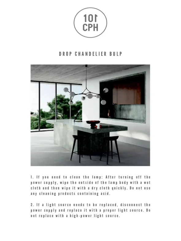 Drop Bulp Chandelier, grey fra 101 Copenhagen