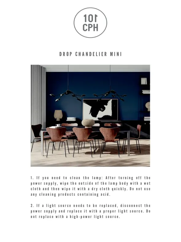 Drop Chandelier, mini burned black fra 101 Copenhagen