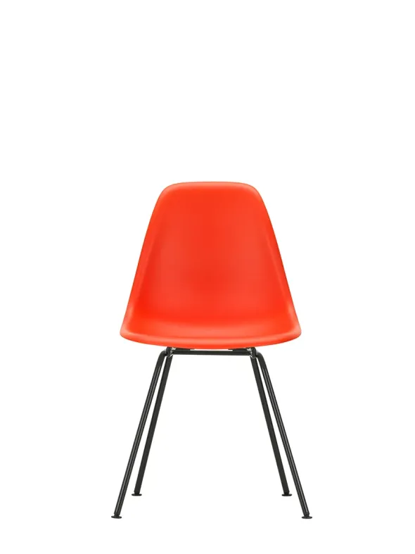 Eames Plastic Side Chair DSX, sort pulverlakeret fra Vitra