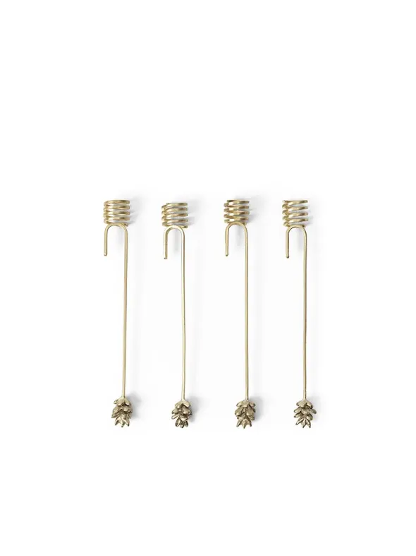 Forest Christmas Tree Candle Holders, sæt á 4 stk., brass fra Ferm Living