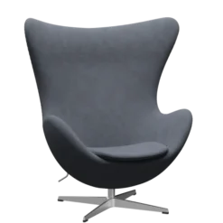 3316 Ægget loungestol, stel i børstet aluminium af Arne Jacobsen