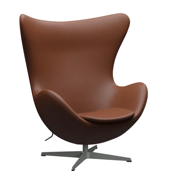 3316 Ægget loungestol, stel i silver grey af Arne Jacobsen