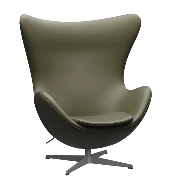 3316 Ægget loungestol, stel i silver grey af Arne Jacobsen