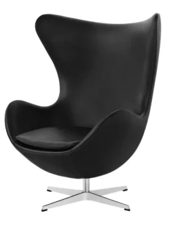 Ægget, sort læder/aluminium af Arne Jacobsen