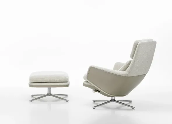 Grand Relax Lænestol inkl. Fodskammel, grey/beige fra Vitra