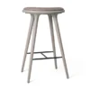 High Stool, grå bøg, Nuance Burned Grey læder, 74 cm, høj barstol fra Mater
