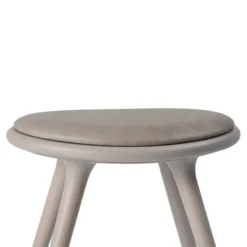 High Stool, grå bøg, Nuance Burned Grey læder, 69 cm, lav barstol fra Mater
