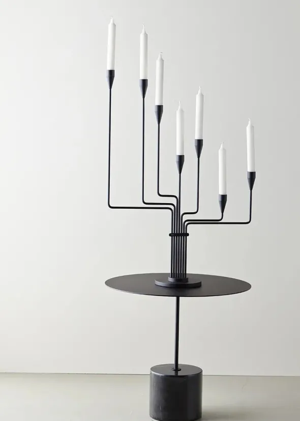 Karlsvognen Table Lysestage, sort fra Piet Hein