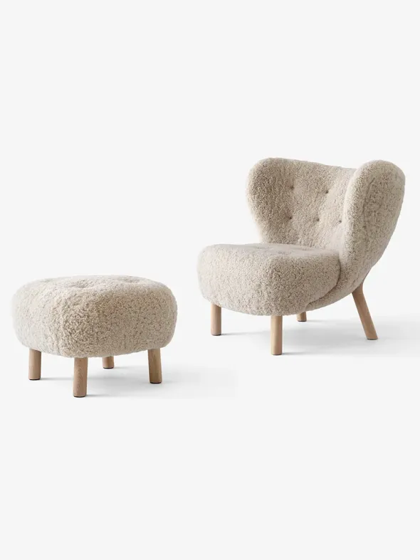 Little Petra inkl. skammel, Sheepskin Moonlight fra &Tradition