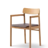 Post Spisebordsstol olieret eg, sædepolstret omni 377 mørkebrun læder fra Fredericia Furniture