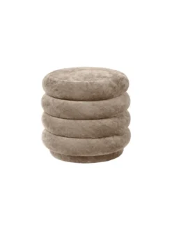 Pouf Round, faded velvet fra Ferm living