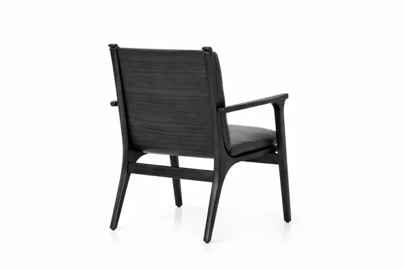 Rén loungestol, small, sort eg, hynder m. sort læder