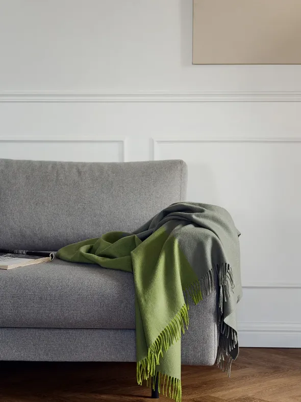 Secret Plaid, lime/moss fra Silkeborg Uldspinderi