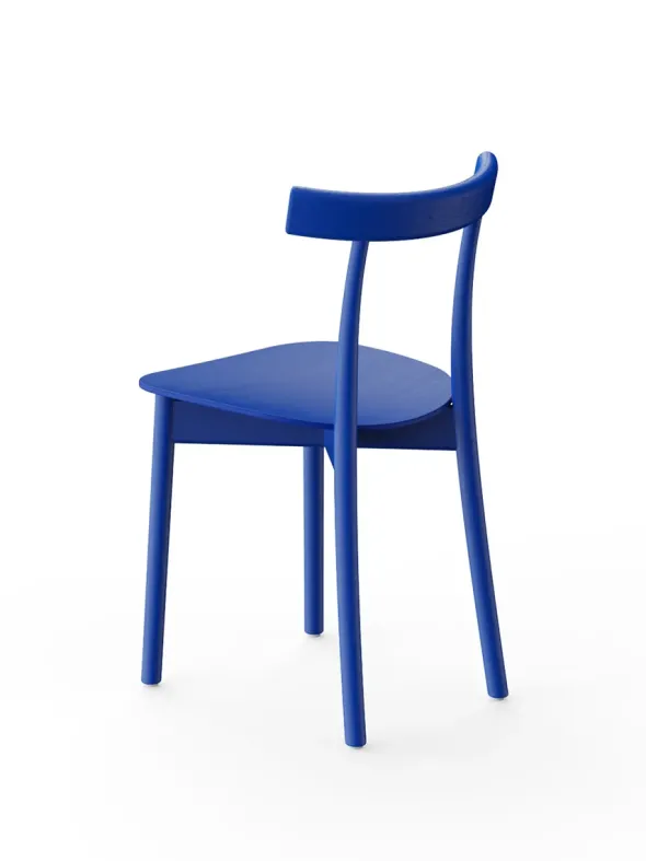 Skinny wooden chair, ash/blue fra Nine