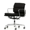 Soft Pad Chair EA 217 Kontorstol, sort læder/krom stel fra Vitra