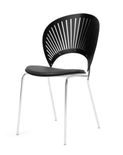 Trinidad stol m. sort læder på sæde fra Fredericia Furniture