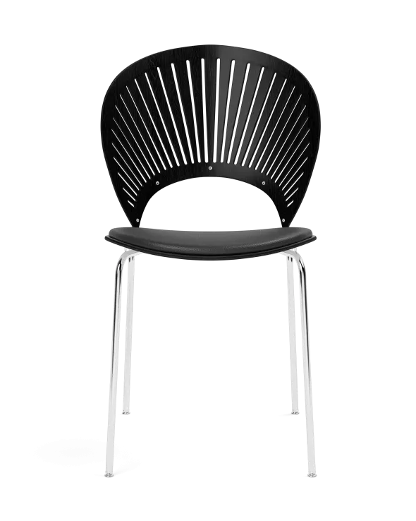 Trinidad stol m. sort læder på sæde fra Fredericia Furniture