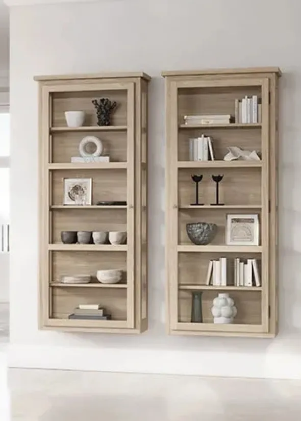 Væghængt Vitrineskab N4, light oak fra Lindebjerg Design