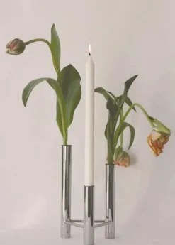 VISTA vase og lysestage, poleret stål fra Kay Bojesen