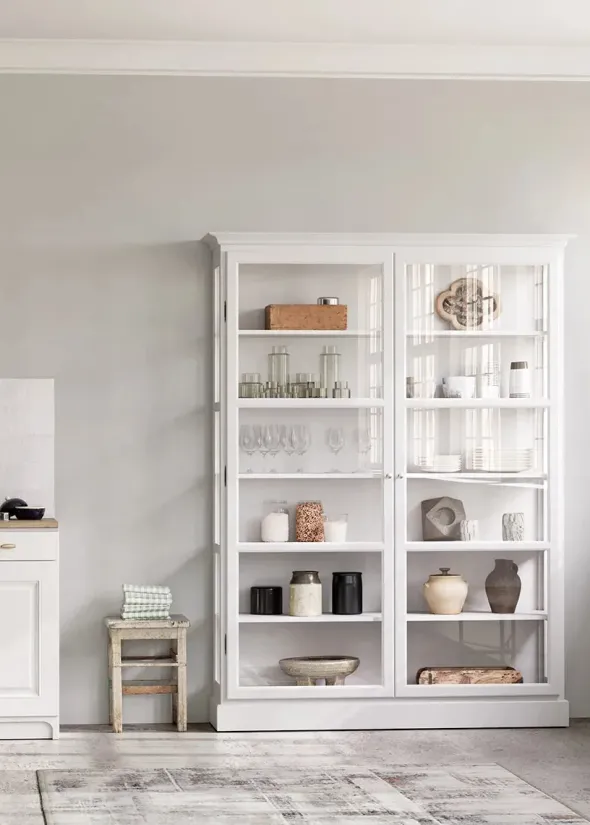 Vitrineskab Classic V2, hvid fra Lindebjerg Design