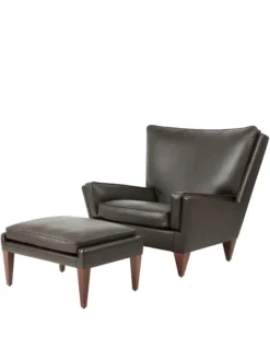 V11 Ottoman, smooth leather coffee fra GUBI