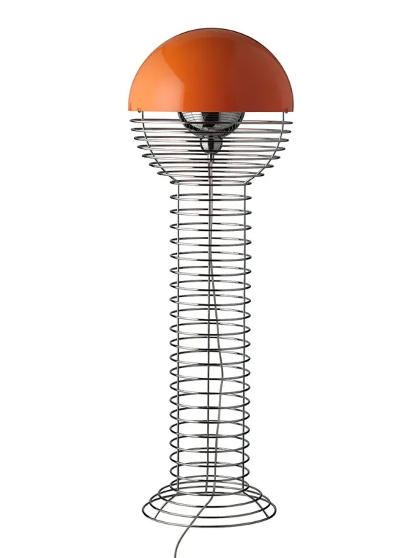Wire Gulvlampe, orange af Verner Panton