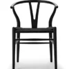 Y-stol CH24 Soft Black med sort flet af Hans J. Wegner