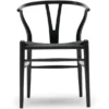 Y-stol CH24, sort eg med sort flet af Hans J. Wegner